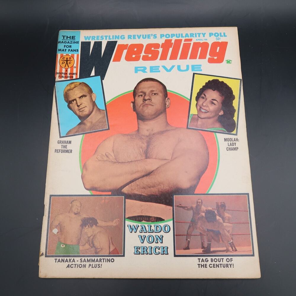 Wrestling Revue Magazine April 1968 Waldo Von Erich Moolah Eddie Graham Vintage
